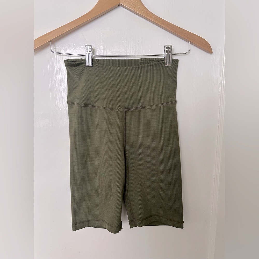 Marine Layer Studio Ribbed Bike Shorts Olive Green Size XS Extra Small